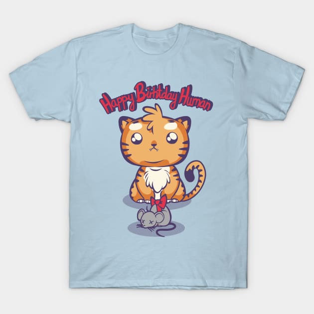 Kitty with a present T-Shirt by Raki